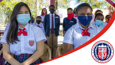 2 students with masks on