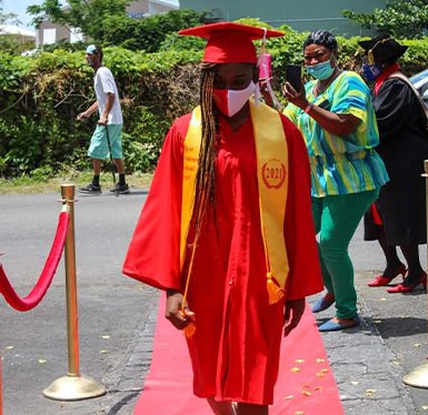 Female student in cap and gown